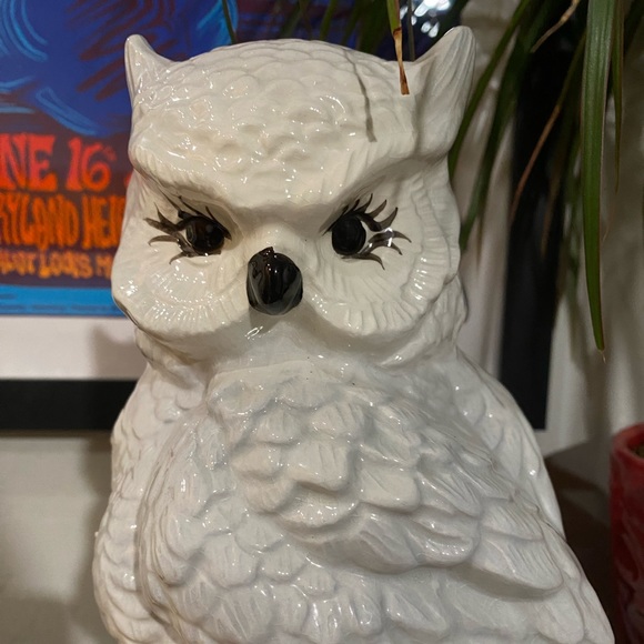 Vintage Mid century modern white and gray mystic owl statue - Picture 3 of 3